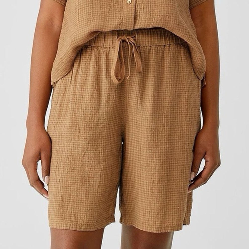 Eileen Fisher | Organic Linen Puckered Shorts Chestnut Size 2X